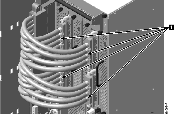 Cable P/N 22R6107 for expansion racks, connected to top connector on 5/12V module