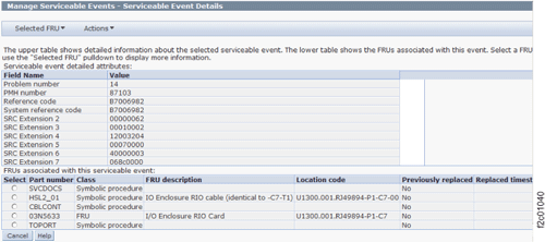 Window: Serviceable Event Details
