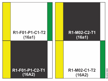 Flash SAS cable connector example. Two cables shown; actual values might not match this machine model.