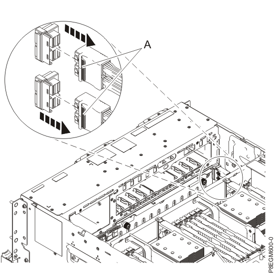 Unplugging the SAS cables from the disk drive backplane